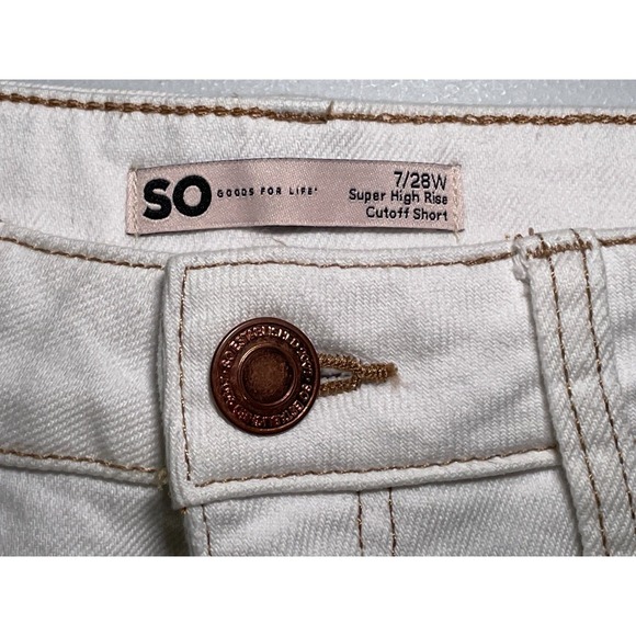 Cream Rainbow Pocket Cutoff Jean Shorts - Size 7/28W - Picture 5 of 6